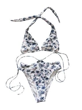 Abercrombie & Fitch Tropical Palm Tree High Leg Cheeky Swim Bikini Set Size S